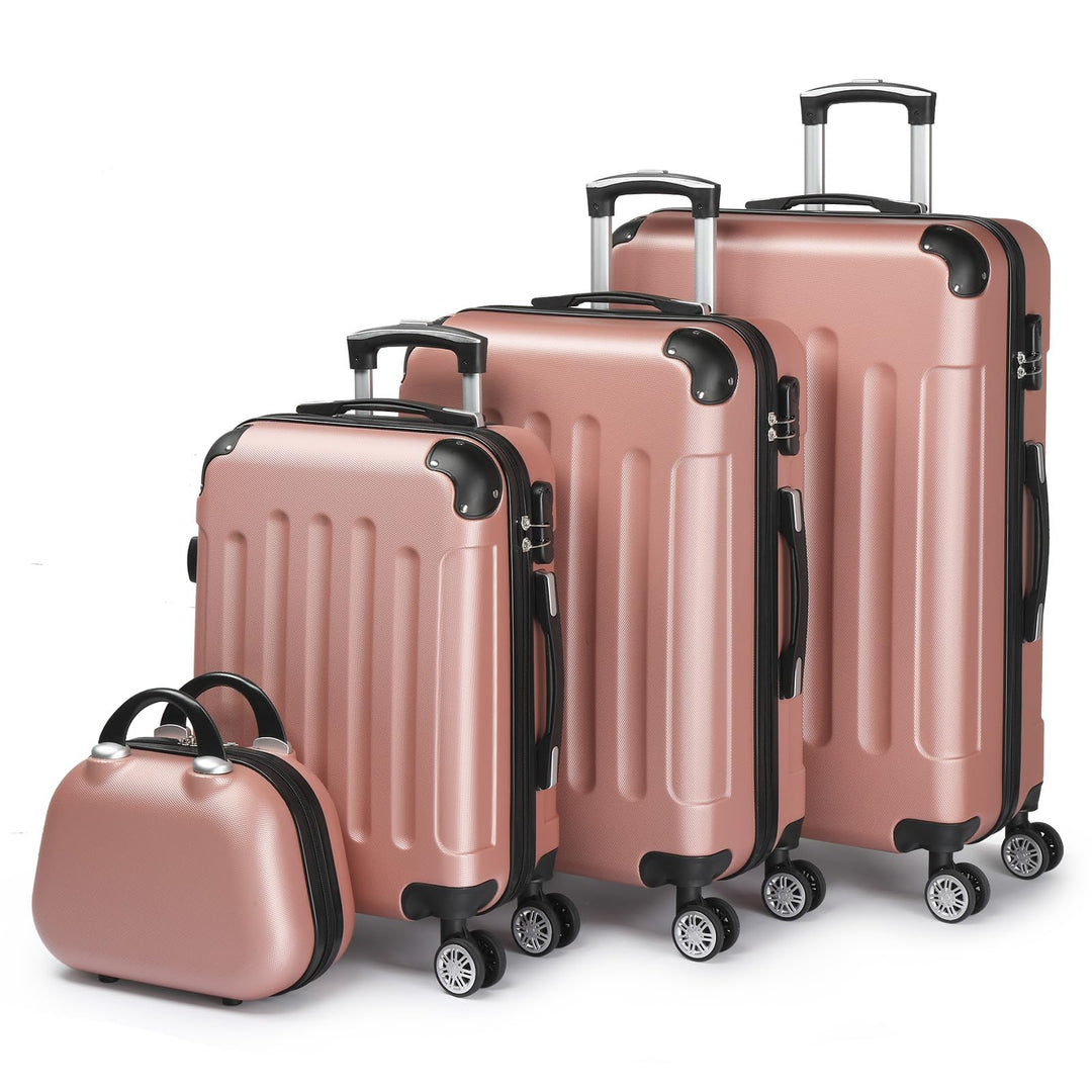LALAHO Kofferset 4 teilig, Reisekoffer Set mit Kosmetikkoffer, Hartschalen Koffer Set aus ABS, Gepäc
