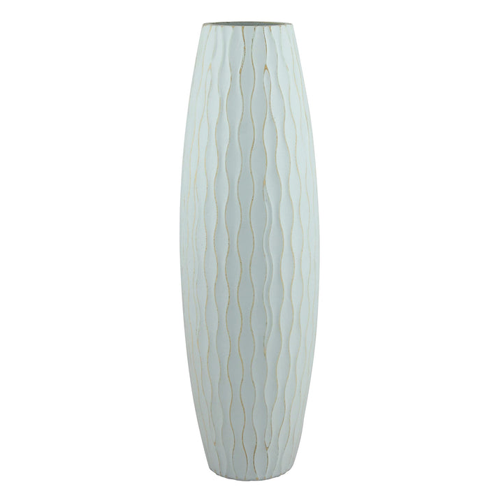 Stonebriar SB-5076C Beach Nostalgie Grosse Vase aus verwittertem blassem Ozean, Holz, Hellblau, 40 c