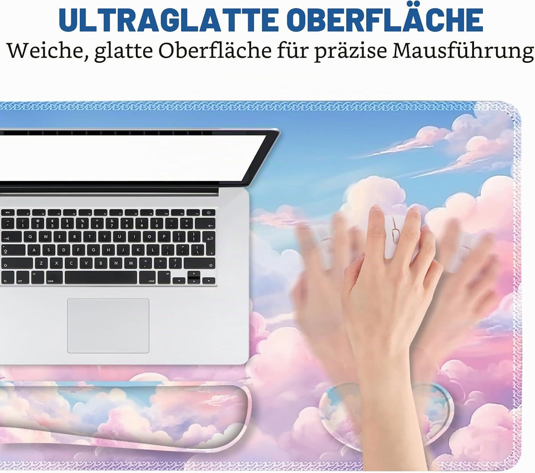 ToLuLu Grosses Mauspad-Set, Handgelenkauflage, Schreibtischunterlage für Tastatur und Maus, 4 Stück,