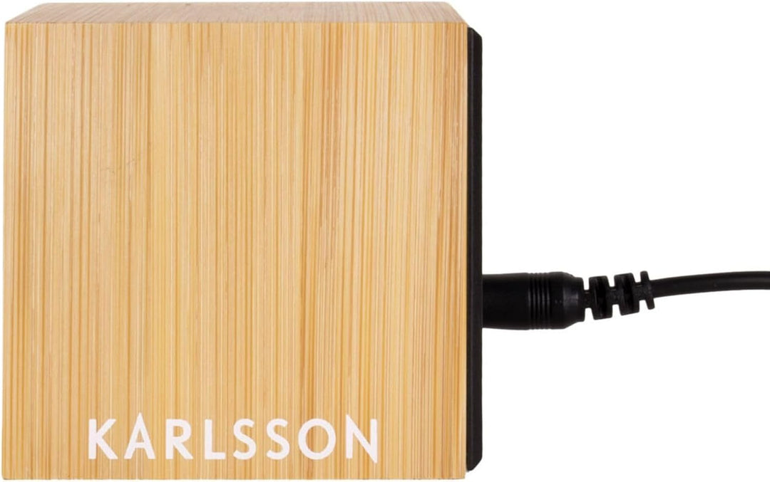KARLSSON Alarm Clock Mini Cube Bamboo 6,3 x 6,3 x 6,3cm, Excl. 3X AAA Battery