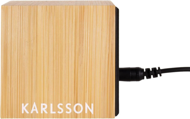 KARLSSON Alarm Clock Mini Cube Bamboo 6,3 x 6,3 x 6,3cm, Excl. 3X AAA Battery