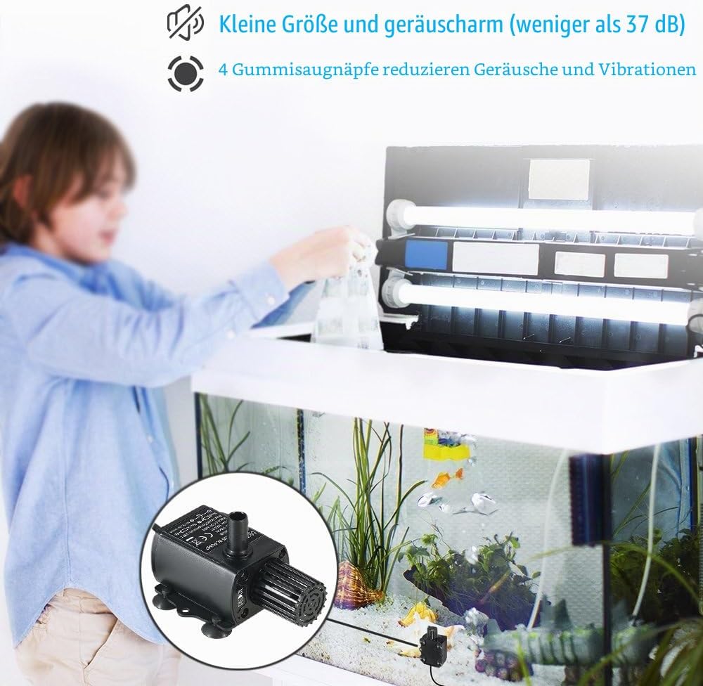 Decdeal USB Tauchpumpe Teichpumpe Aquarium Wasserpumpe für Teiche, Garten, Brunnen 2.4W / 4.8W Optio