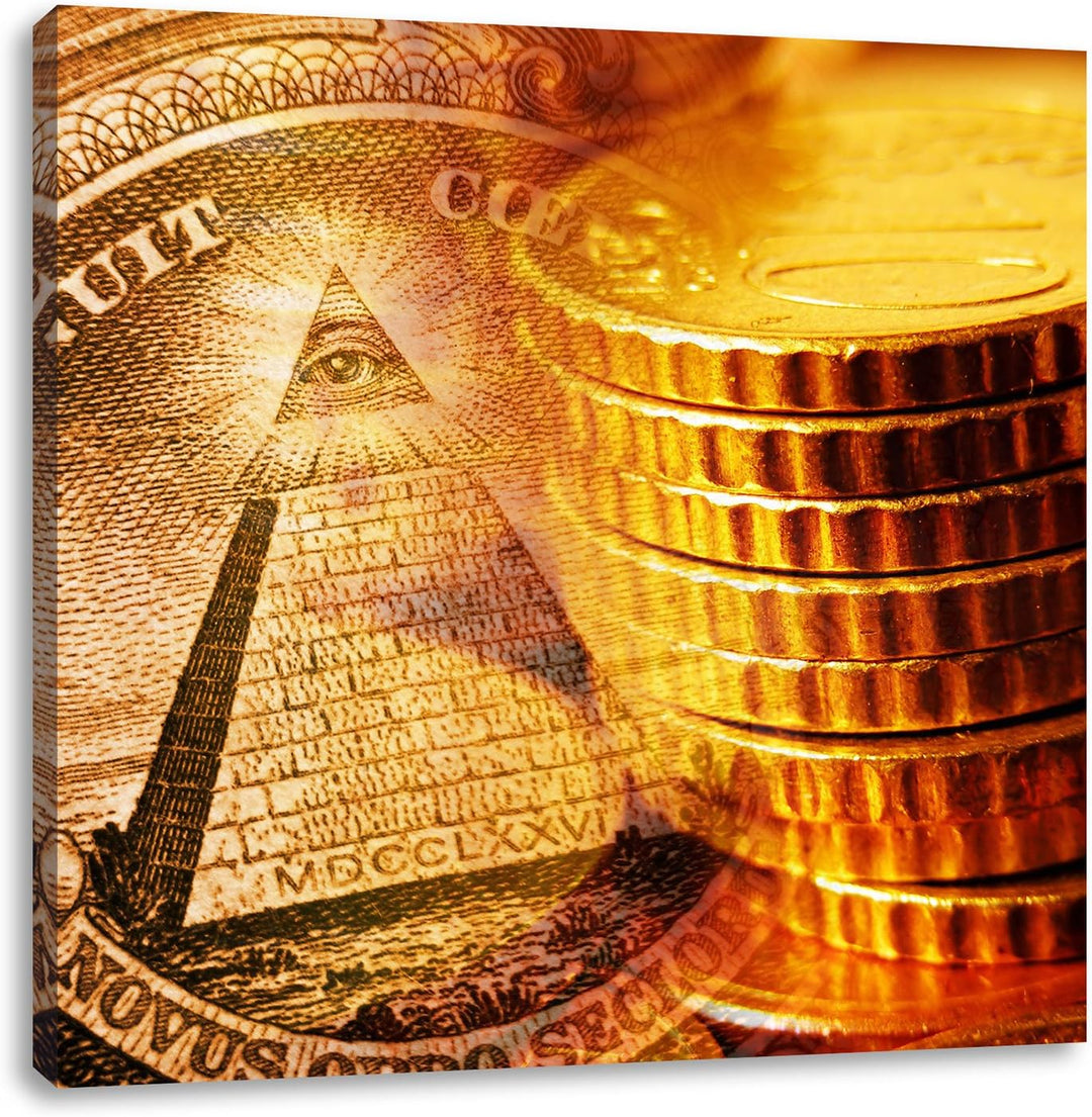 Illuminati Pyramide / 70x70cm Leinwandbild bespannt auf Holzrahmen/Wandbild Kunstdruck Dekoration, 7