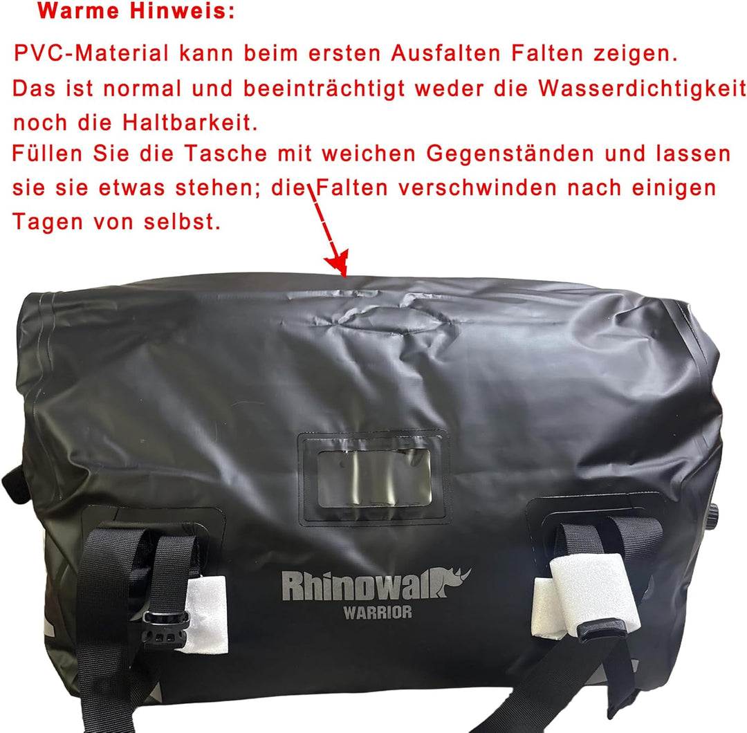 Rhinowalk Motorrad Hecktasche 40L – wasserdichte Gepäcktasche mit Erweiterungs-Panel, MOLLE-System &amp;