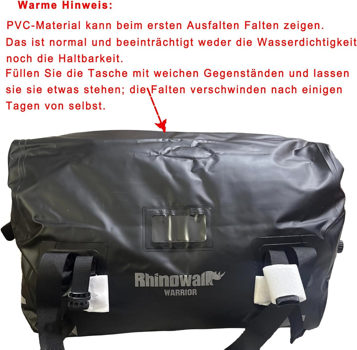 Rhinowalk Motorrad Hecktasche 65L – Extra Grosse wasserdichte Touring Tasche mit Erweiterungs-Panel