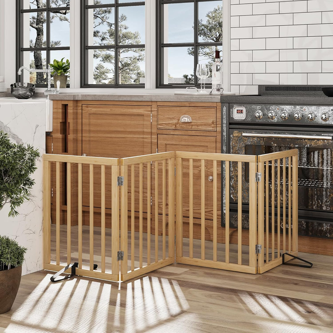 Freistehendes Hundegitter, Faltbares Hundebarriere für Tür,Treppen,Flur,Küche &amp; Schlafzimmer, Freist