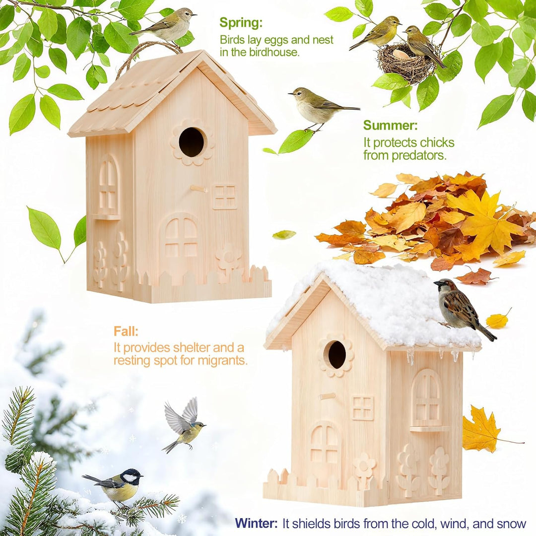 JAZUIHA Vogelhaus Bausatz XXL - DIY Holzvogelhaus Bastel Set zum Zusammenbauen und Bemalen - Hängend