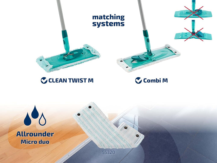 Leifheit Wischbezug CLEAN Twist M/Combi M Micro Duo 6er Set, Bodenwischer Ersatzbezug, Wischbezug au