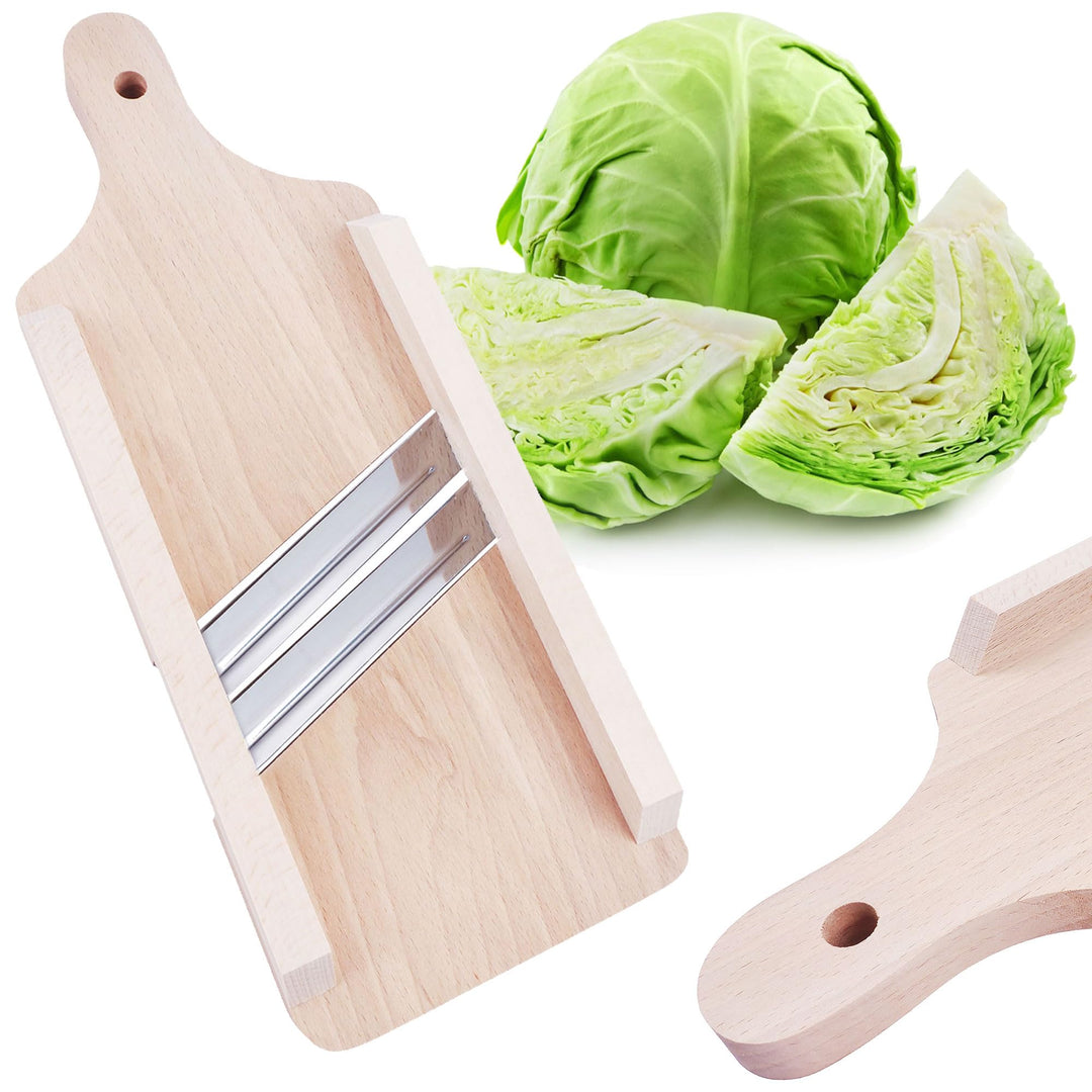 Krauthobel aus Buchenholz mit Edelstahlklingen – Traditioneller Gemüsehobel für Weisskohl, Rotkohl &