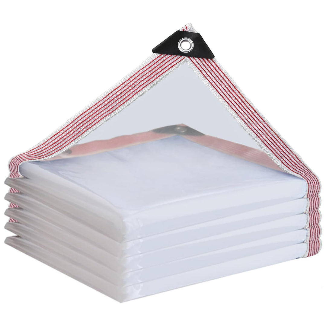 Transparente Plane mit Ösen, Wetterfeste Strapazierfähige Abdeckplane, 0.4 mm 450 g/m² PVC-Material