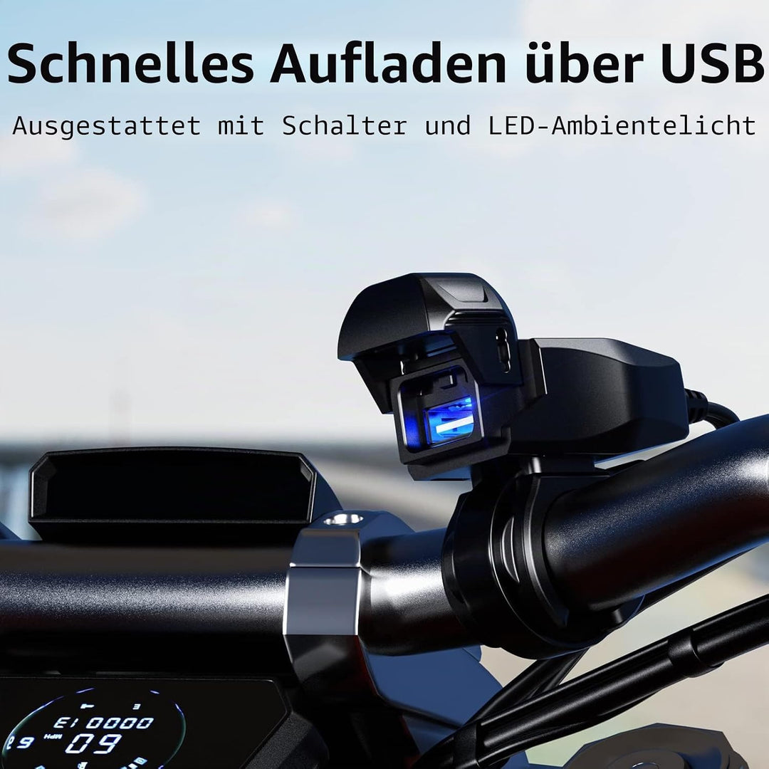Kewig Motorrad-USB-Ladegerät SAE-auf-USB-Adapter Wasserdichtes Motorrad-Ladegerät, DC 9V-24V Motorra