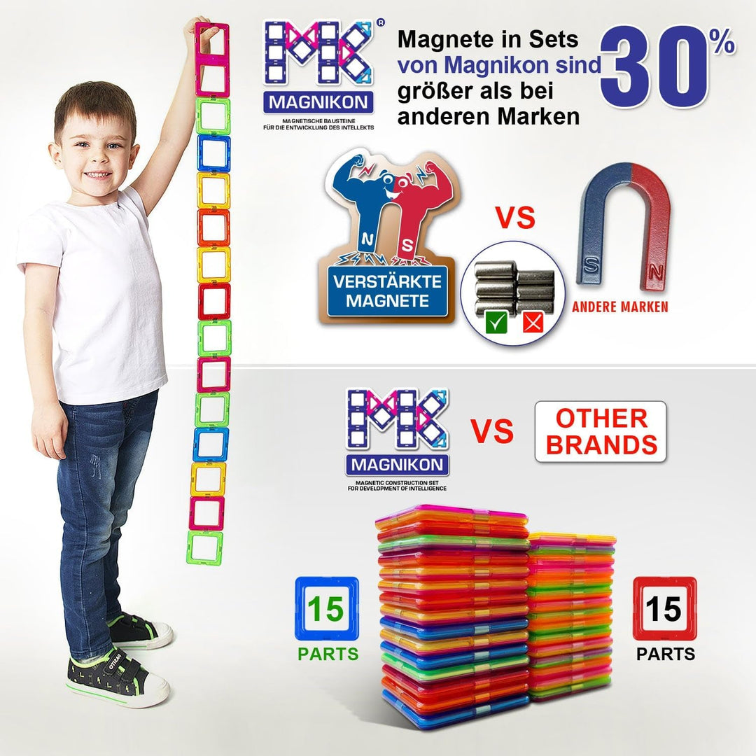 MAGNIKON Magnetische Bausteine Ersatzset | Magnetbausteine | Kinderspielzeug ab 3 Jahre | Geschenk F
