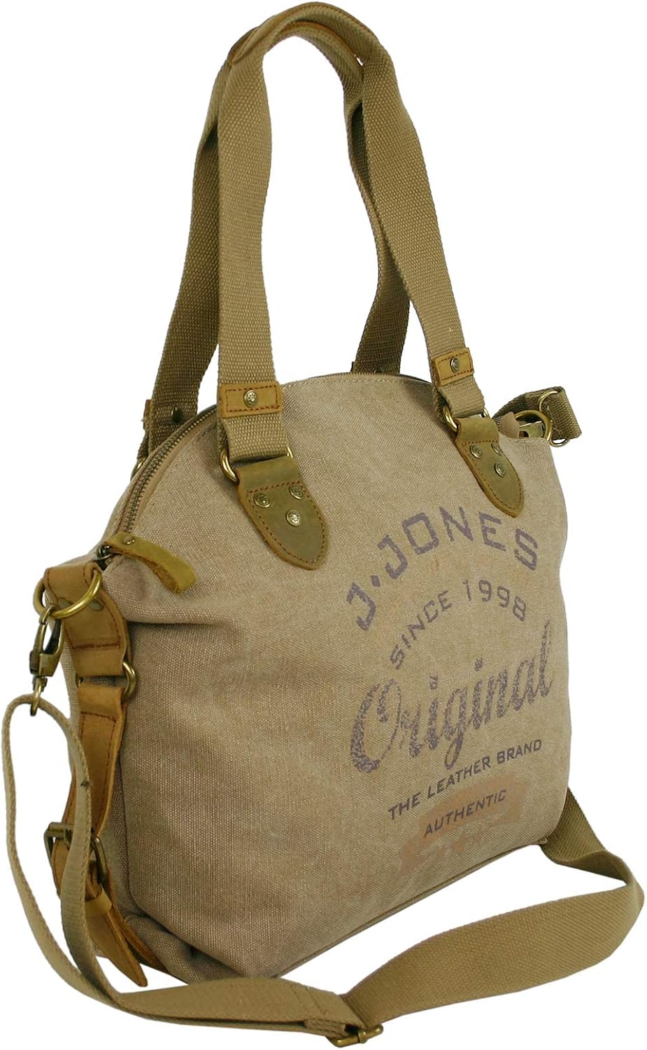 Jennifer Jones - Grosse Damen Handtasche aus Canvas und Echtleder - Vintage Look - Casual Schulterta