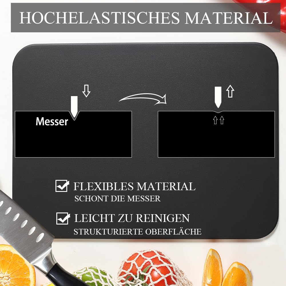 TPU Schneidebrett Extra Large rutschfest und leicht zu reinigen spülmaschinenfest BPA-frei fühlt sic