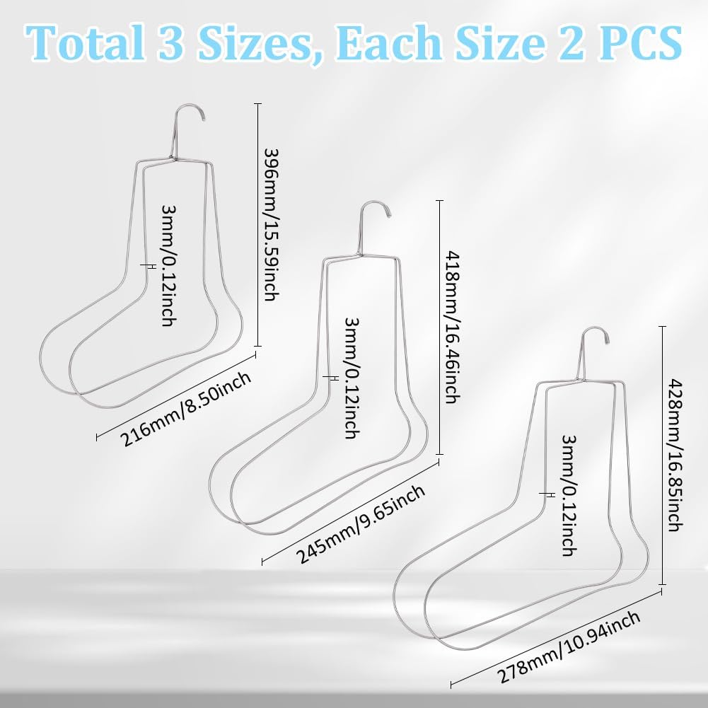 UNICRAFTALE 6 Stück 3 Grössen Sockenspanner Edelstahl Socken Trockenbügel Strick Sockenformer Metall