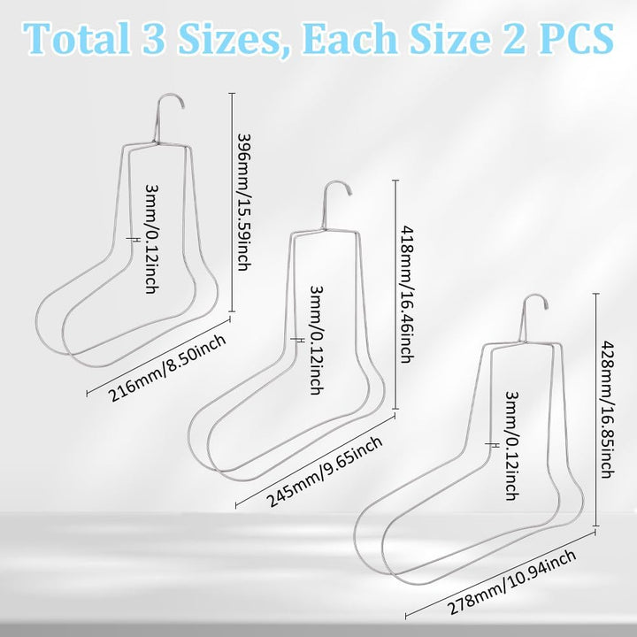 UNICRAFTALE 6 Stück 3 Grössen Sockenspanner Edelstahl Socken Trockenbügel Strick Sockenformer Metall