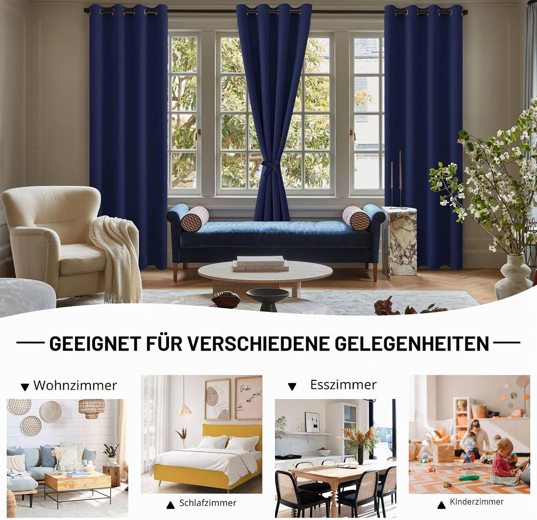 DWCN Vorhang Blickdicht Verdunkelungsgardinen mit Ösen 2 Stücke Thermogardine für Wohnzimmer,Schlafz