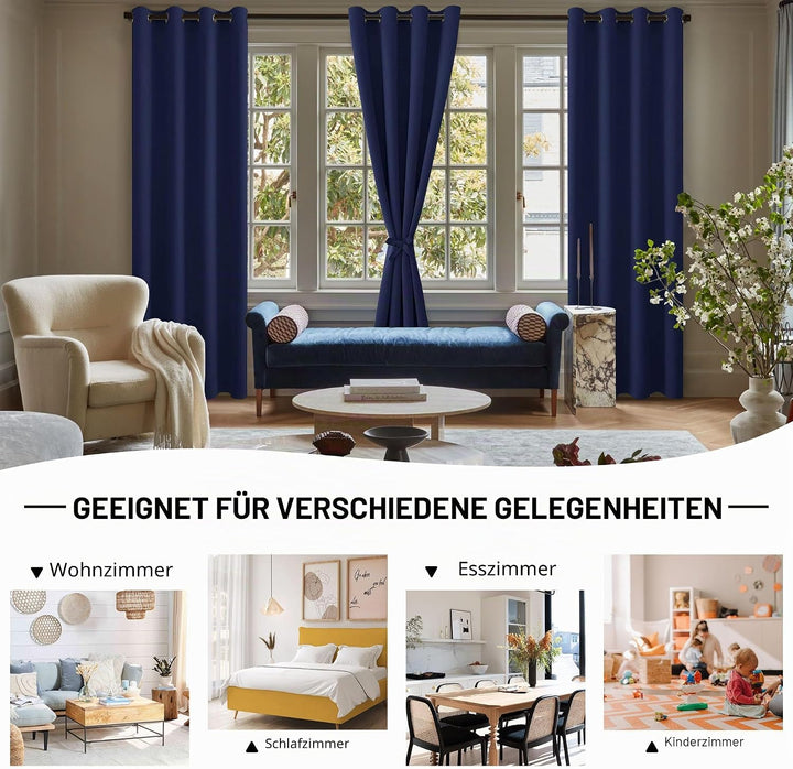 DWCN Vorhang Blickdicht Verdunkelungsgardinen mit Ösen 2 Stücke Thermogardine für Wohnzimmer,Schlafz