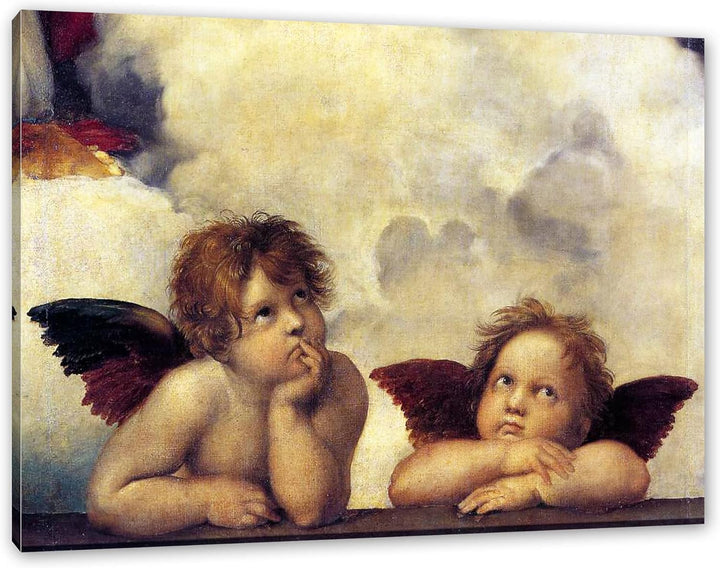 Raffael - Sixtinische Madonna zwei Engel als Leinwandbild / Grösse: 100x70 cm / Wandbild / Kunstdruc