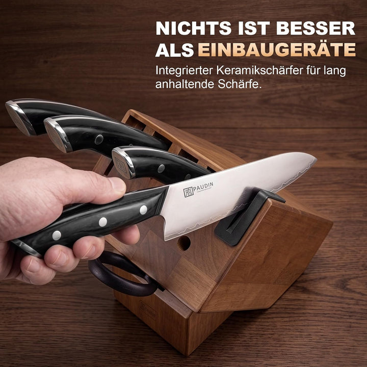 PAUDIN 10-in-1 Messerblock Set mit integriertem Messerschärfer
