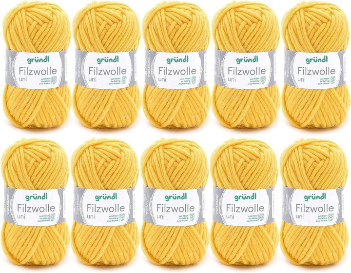 Gründl Filzwolle uni (Wolle zum Filzen, Stricken und Häkeln, Garn aus 100 % Schurwolle, 50 g / 50 m,