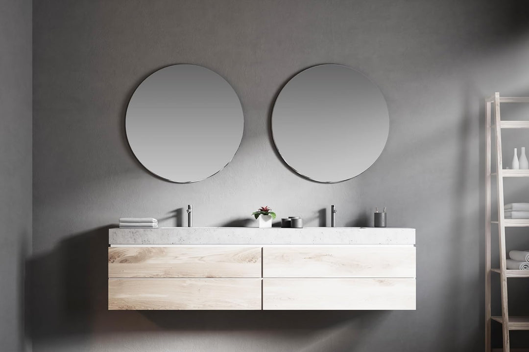 Ramix Rund Spiegel, Rahmenloser, Spiegelfliese, Wandspiegel, Badspiegel, Zimmer, Grösse: 60 cm Durch