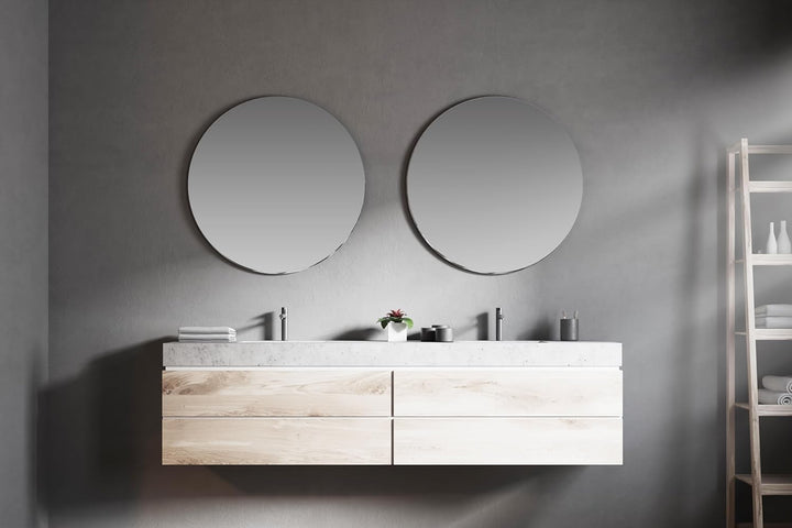 Ramix Rund Spiegel, Rahmenloser, Spiegelfliese, Wandspiegel, Badspiegel, Zimmer, Grösse: 60 cm Durch