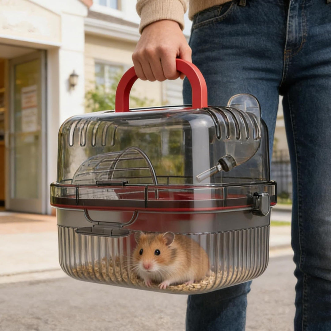 Hamster-Reisebox,Doppellagige, belüftete Transportbox - Kleintier-Reisekäfig für Kaninchen, Mäuse, M