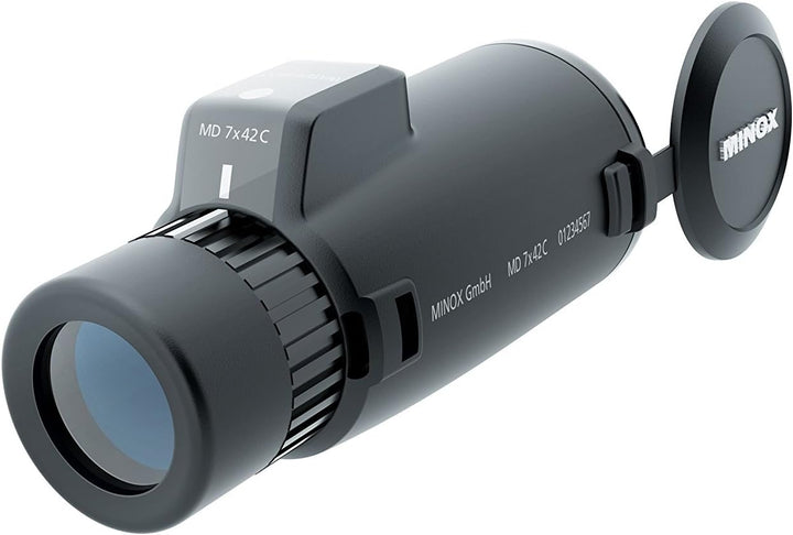Minox MD C 7x42 Monokular Schwarz – Kompaktes Fernrohr-Teleskop mit analogem Kompass – Inkl. Trageri