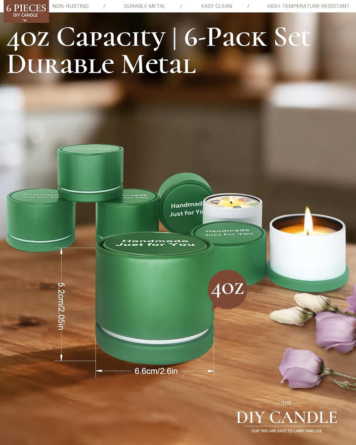 Quikobo 4oz Kerzendosen, 6 Stück Leere Kerzengläser mit Deckel für DIY Kerzenherstellung, Runde Kerz
