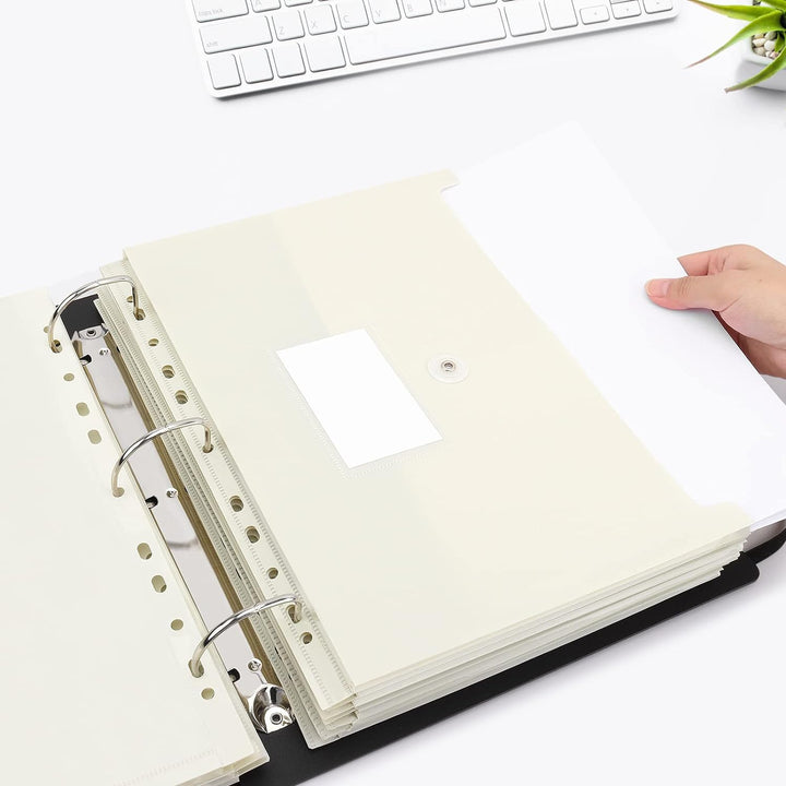 Uquelic Ordner Ringordner, Datei Organizer mit 10 Stück Dokumententasche A4 Abheftbar Folientasche,