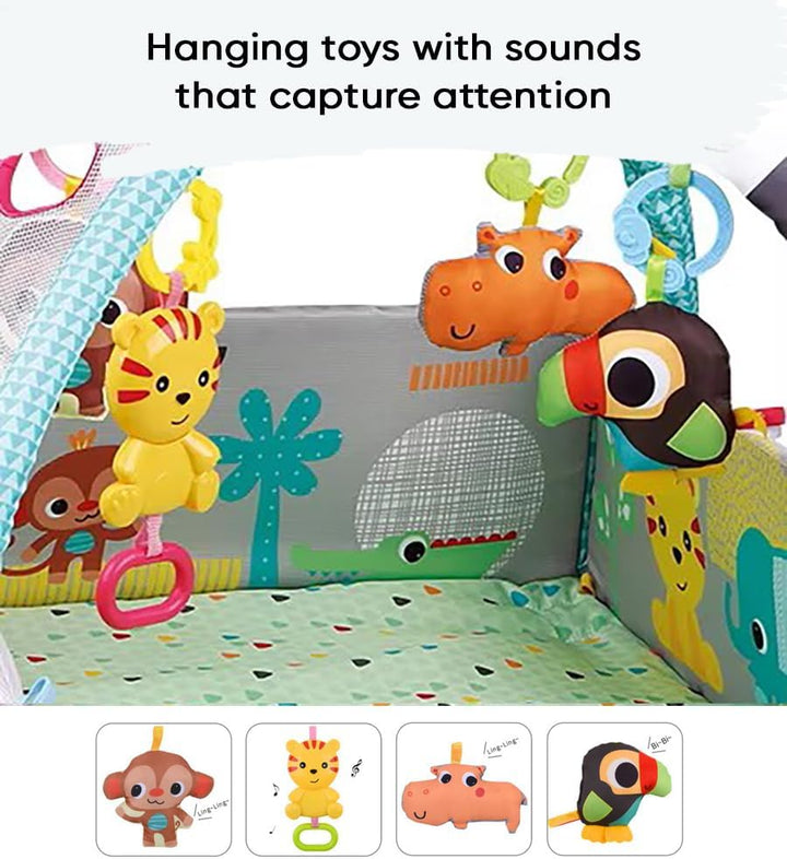 Multifunktionale Baby Spieldecke mit Spielbogen – Baby Gym Spielmatte & Krabbeldecke – inkl. 30 Bäll