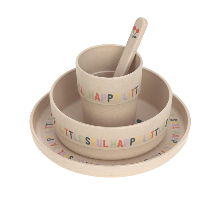 LÄSSIG Kindergeschirr Set (Teller, Becher, Schälchen, Löffel) ohne Melamin, BPA-frei, für Spülmaschi