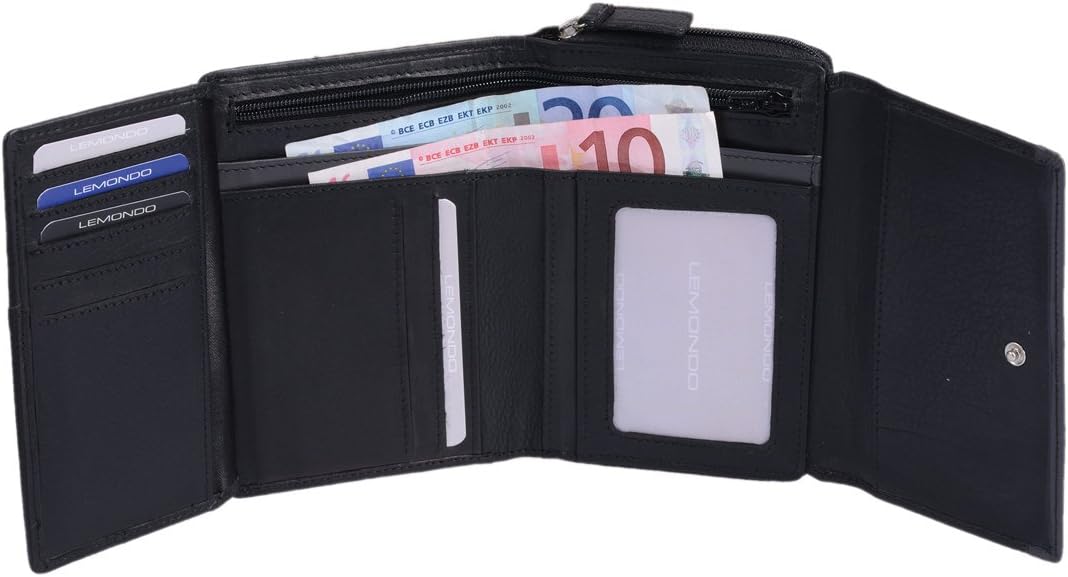 Lemondo Damenbörse Ledergeldbeutel SECURITY mit Reissverschluss-Münzfach und RFID Ausleseschutz für