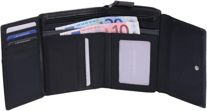 Lemondo Damenbörse Ledergeldbeutel SECURITY mit Reissverschluss-Münzfach und RFID Ausleseschutz für