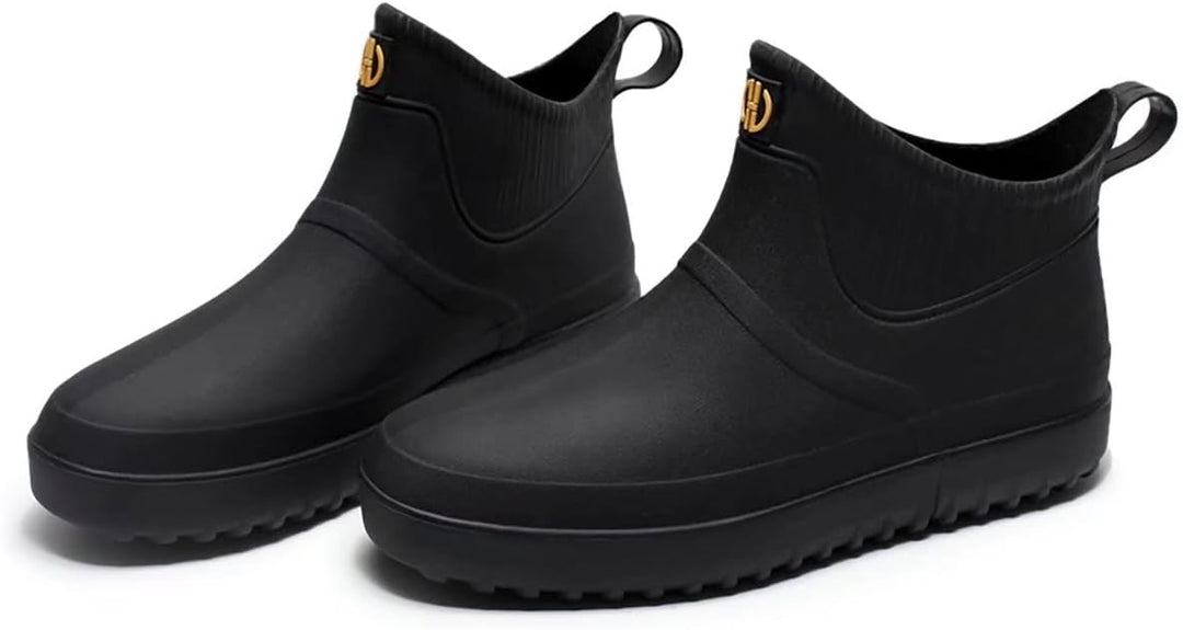 GURGER Gummistiefel Herren Damen Kurzschaft Wasserdicht Rutschfest Regenstiefel 40 EU G1 Schwarz, 40