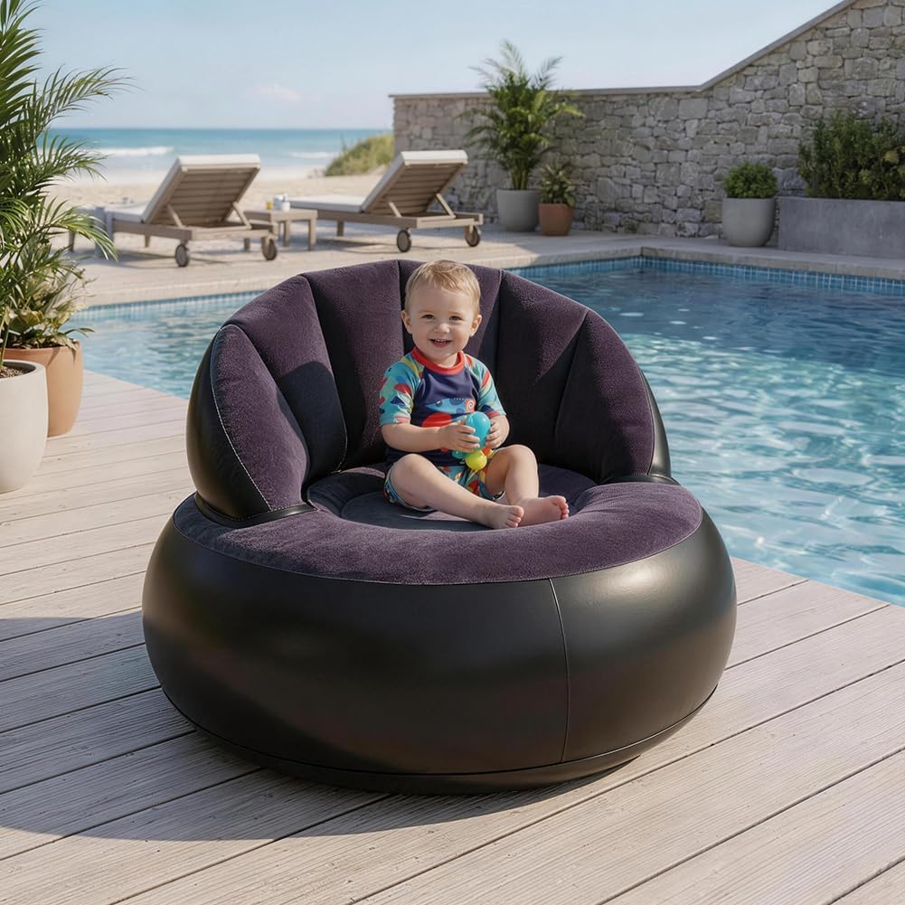 Aufblasbare Sofa,Aufblasbarer Sofastuhl Tragbarer Aufblasbarer Stuhl Beflocktes Luftsofa Rundes Outd