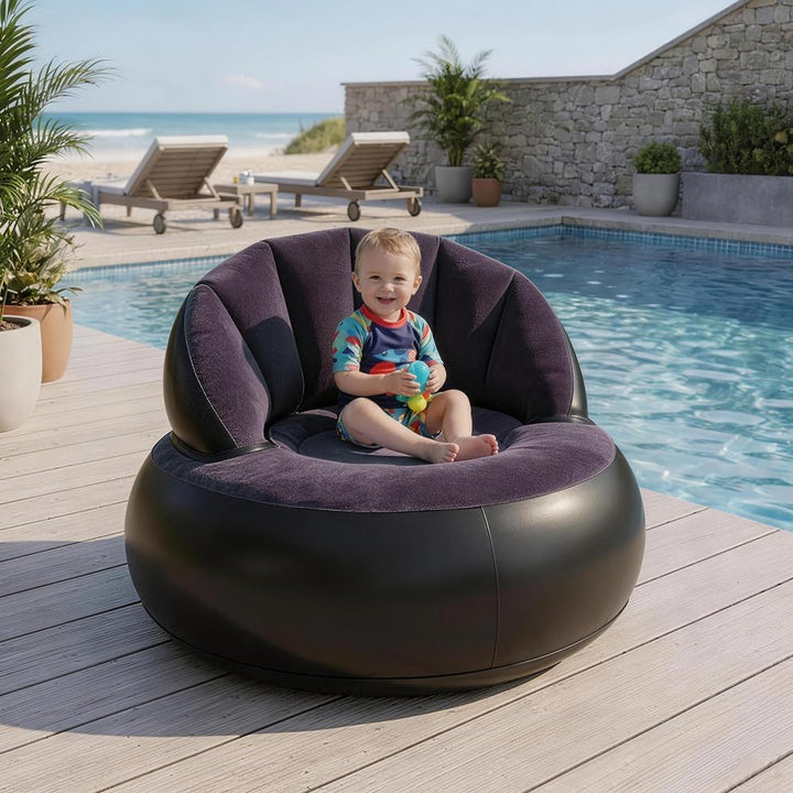 Aufblasbare Sofa,Aufblasbarer Sofastuhl Tragbarer Aufblasbarer Stuhl Beflocktes Luftsofa Rundes Outd
