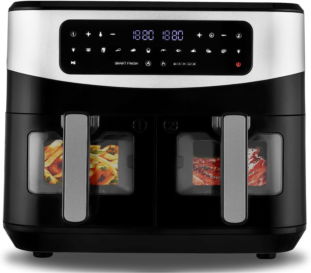 Fettfreie Fritteuse KALORIK AFT 3008 10L AIR FRYER DOPPELT 2600W FRITTEUSE mit Sichtfenster, Digital
