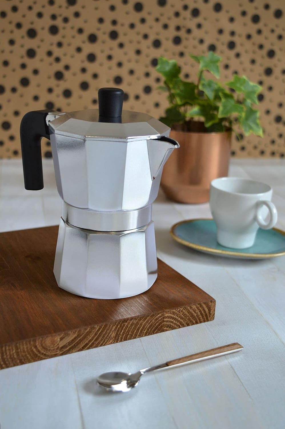 Pintinox Espressokocher, für 6 Tassen, Modell Capri, aus Aluminium, auslaufsichere Griffe und Formen