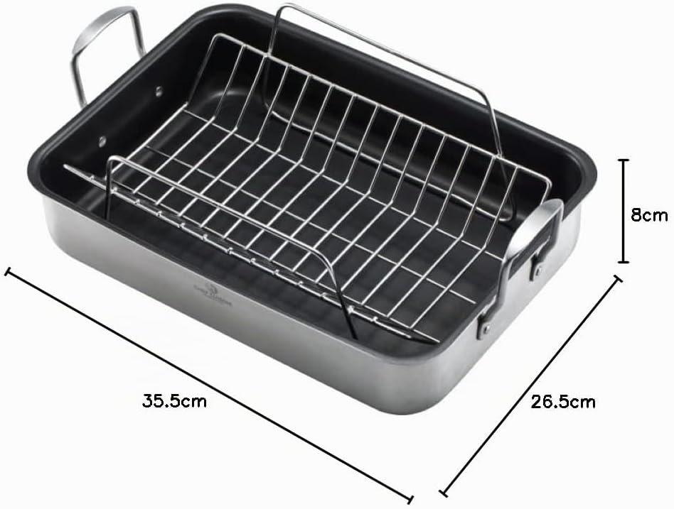 CHEF CUISINE Bräter Edelstahl mit Rost, für Backofen, 6 L, beschichtet, Induktionsgeeignet, Spülmasc