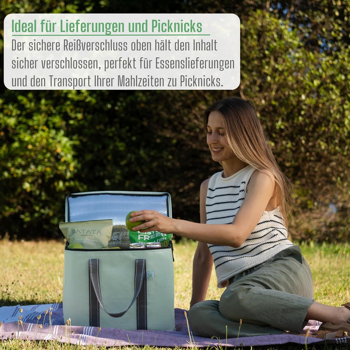 VENO 29 Liter Einkaufstasche Wiederverwendbare Faltbar Kühltasche, PP-Gewebe Gross Picknickkorb Robu