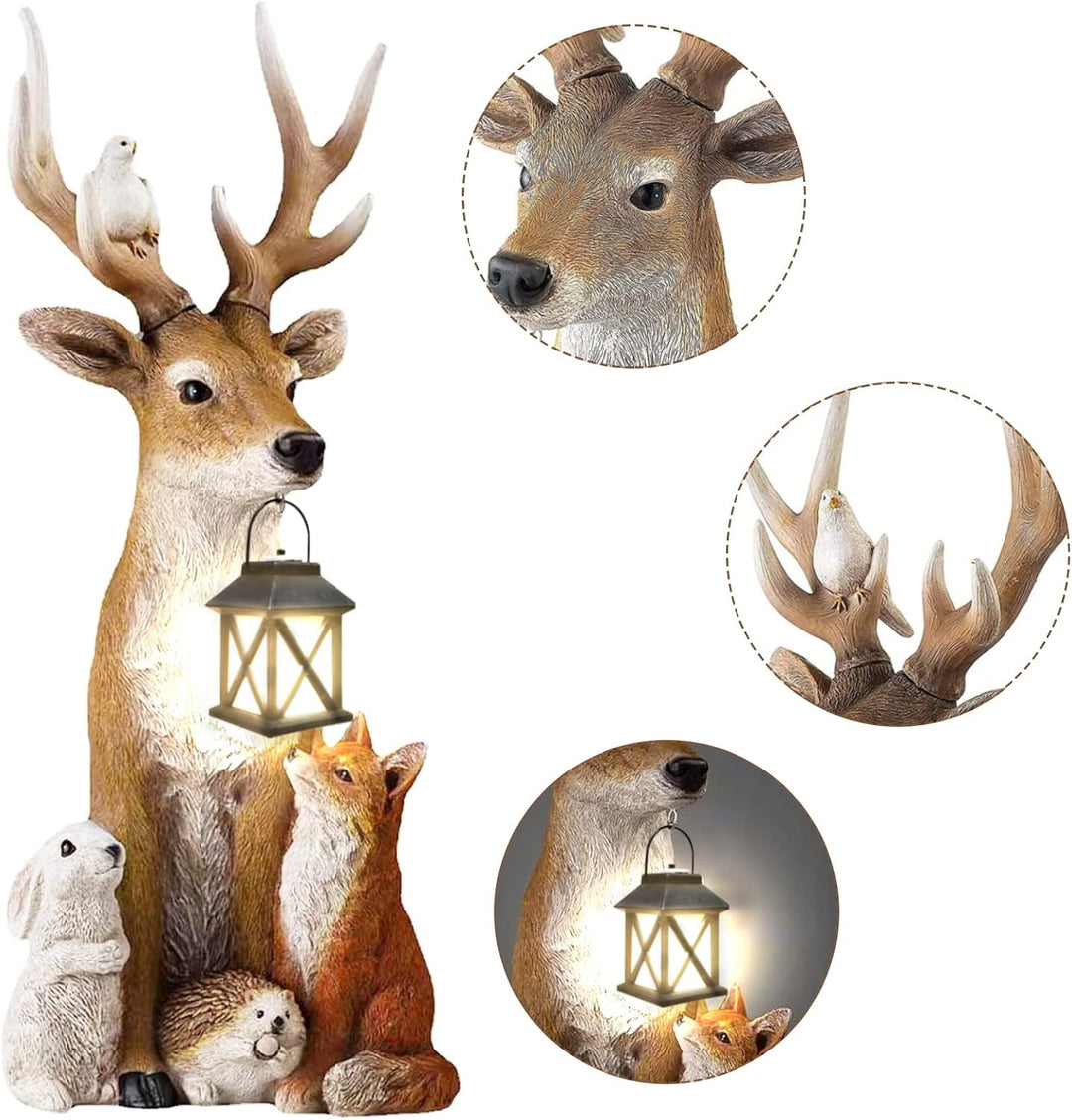 FUFRE Weihnachtsdeko Hirsch Mit LED Laterne, Herbstdeko Draussen -weihnachtsdeko Aussen, Gartendeko
