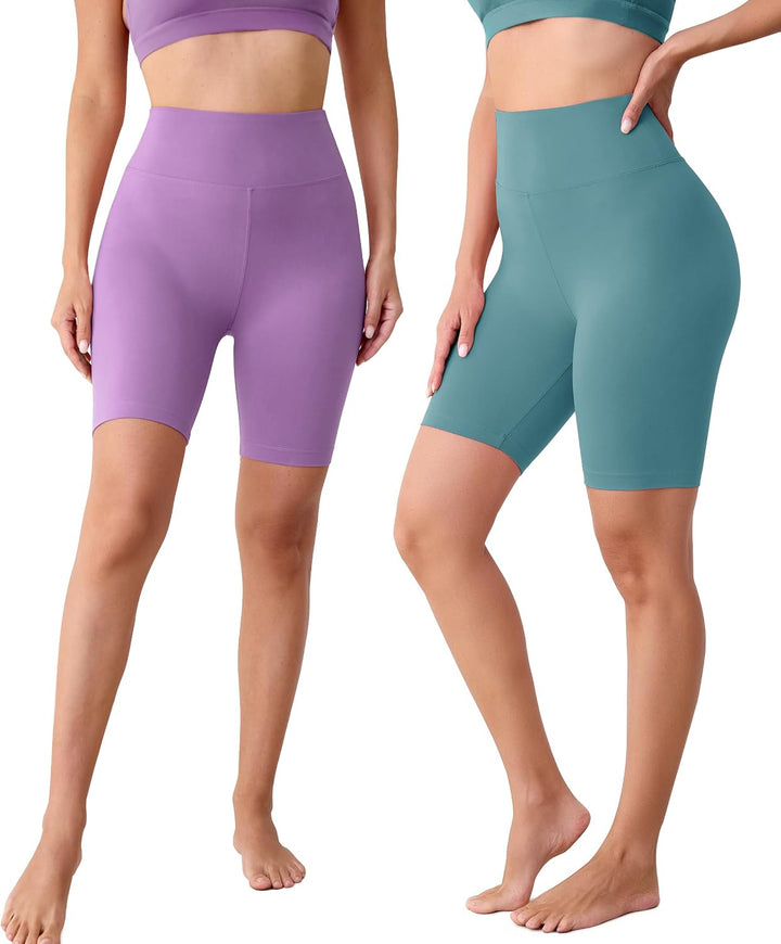 BAYDI Creamlush Radlerhose Damen - 20 cm Bequeme Kurze Sporthose mit Hoher Taille für Yoga Pilates F