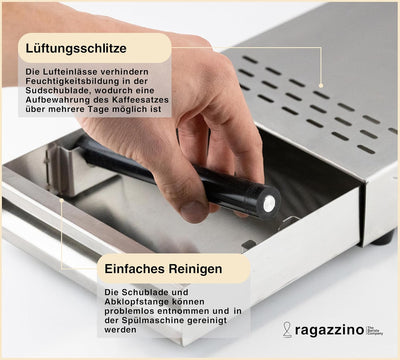 ragazzino Kaffee Abklopfbehälter | Sudschublade für Espresso Siebträgermaschine | Abschlagkasten mit