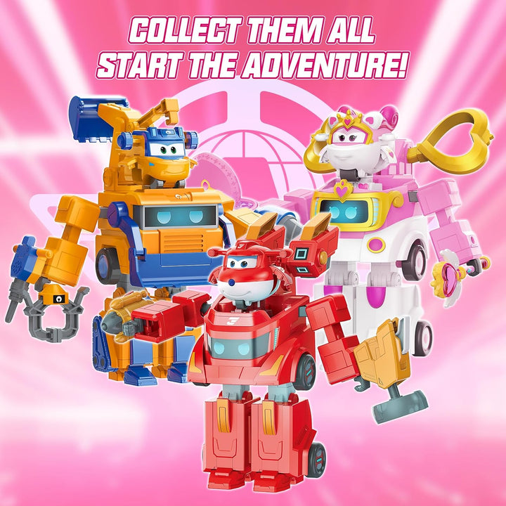 Super Wings Verwandlungsroboter Sara, 15,5 cm gross, 2-in-1 Verwandlungsroboter Fahrzeugspielzeug, m
