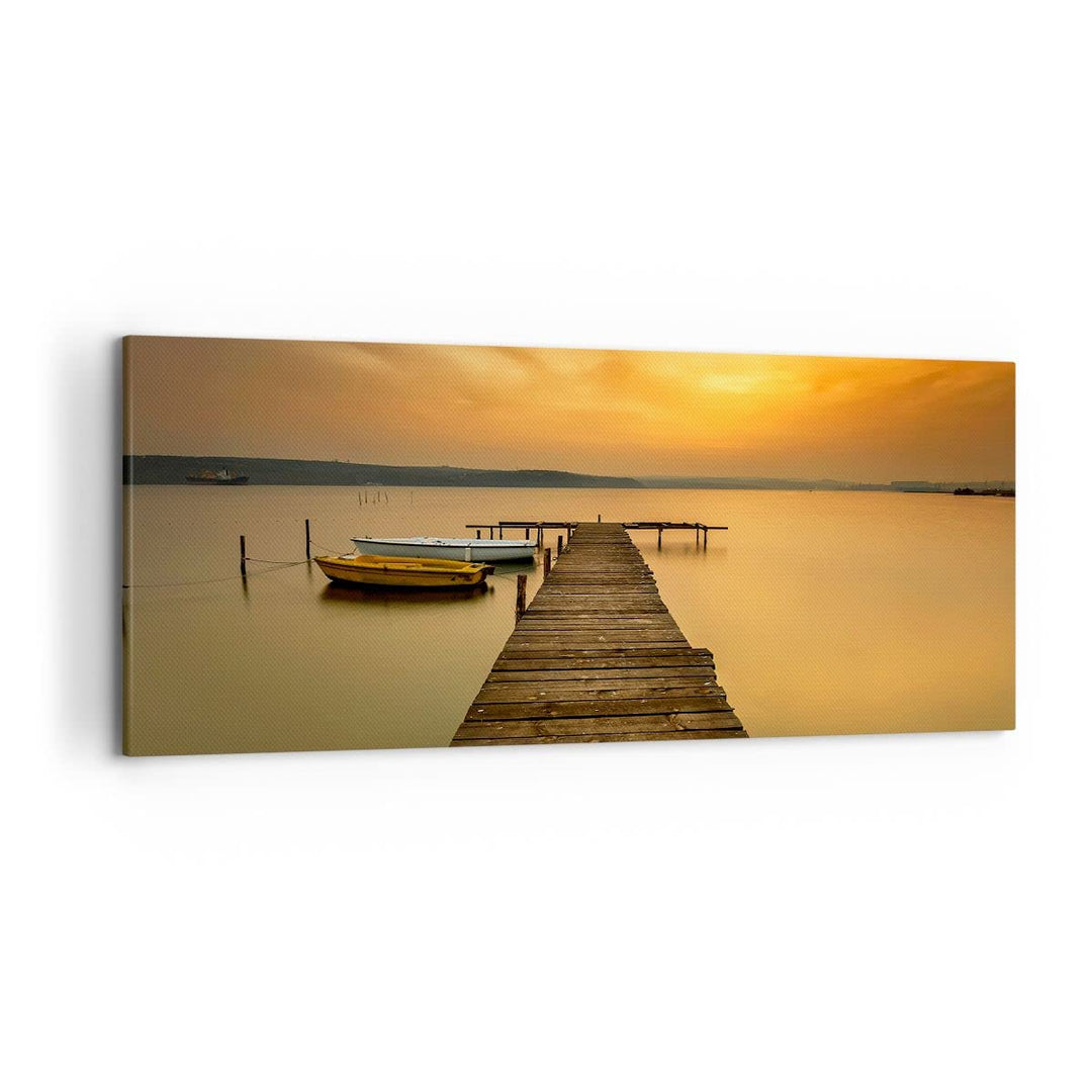 Wandbilder Dekoration Wohnzimmer See Brücke Panorama Bilder auf Leinwand 120x50cm Leinwandbild mit R