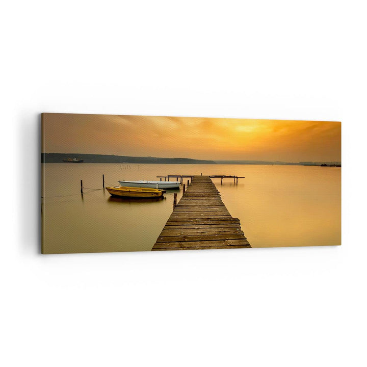 Wandbilder Dekoration Wohnzimmer See Brücke Panorama Bilder auf Leinwand 120x50cm Leinwandbild mit R