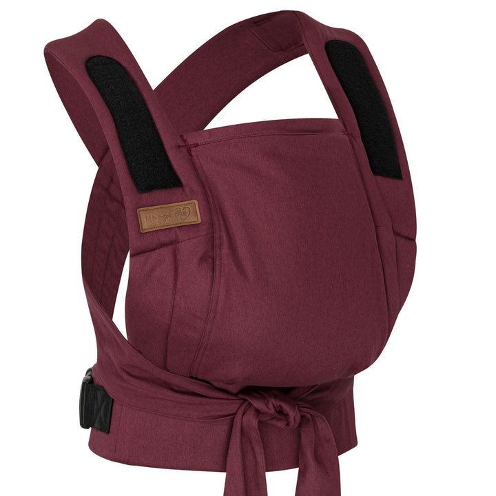 Hoppediz Bondolino b.pure Babytrage ab Geburt für Neugeborene, Burgundy | Ergonomische Halbschnallen