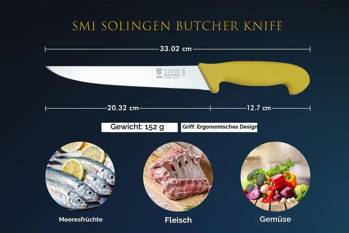 SMI - 8 Zoll Metzgermesser Profi Solingen Schlachtmesser Rostfrei mit scharfen Klingen - 2
